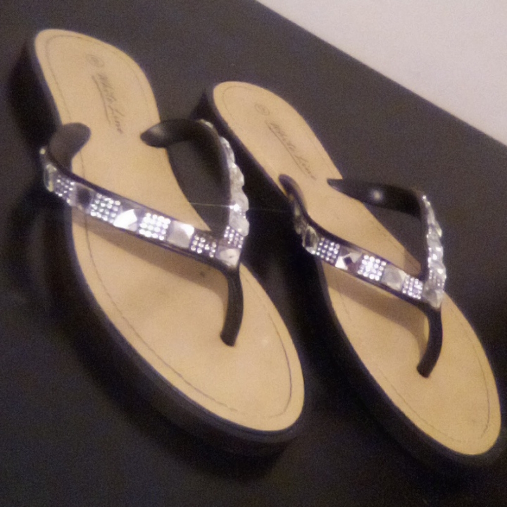 Black And Silver Studded Sandals